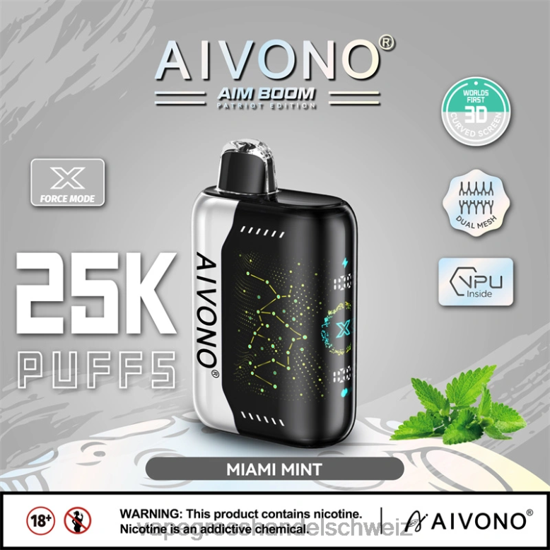 Elektronische Zigarette Flugzeug - Aivono AIM BOOM 25000 Miami-Minze 2VFD4349