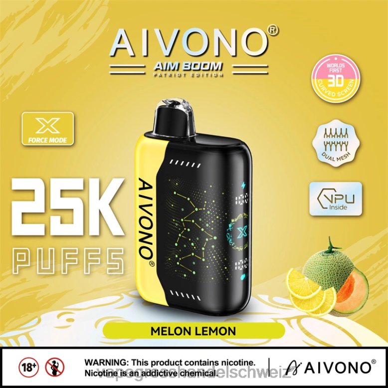 Elektronische Zigarette Ohne Nikotin - Aivono AIM BOOM 25000 Melone Zitrone 2VFD4348