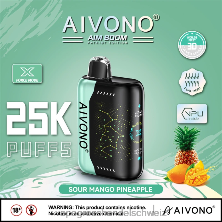 Vape Großhandel - Aivono AIM BOOM 25000 saure Mango-Ananas 2VFD4351
