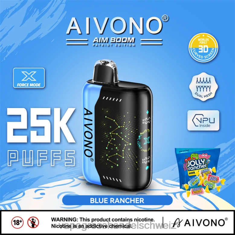 Vape Großhandel Elfbar - Aivono AIM BOOM 25000 blauer Rancher 2VFD4344