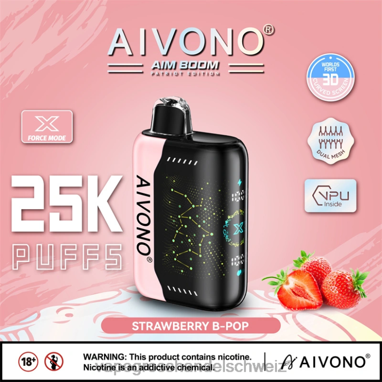 Vape Großhandel Preise - Aivono AIM BOOM 25000 Erdbeer-B-Pop 2VFD4352
