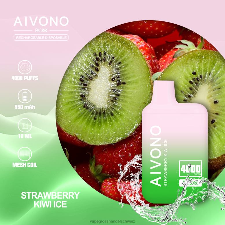 Elektronische Zigarette Flugzeug - Aivono AIM BOXX 4000 Erdbeer-Kiwi-Eis 2VFD4229