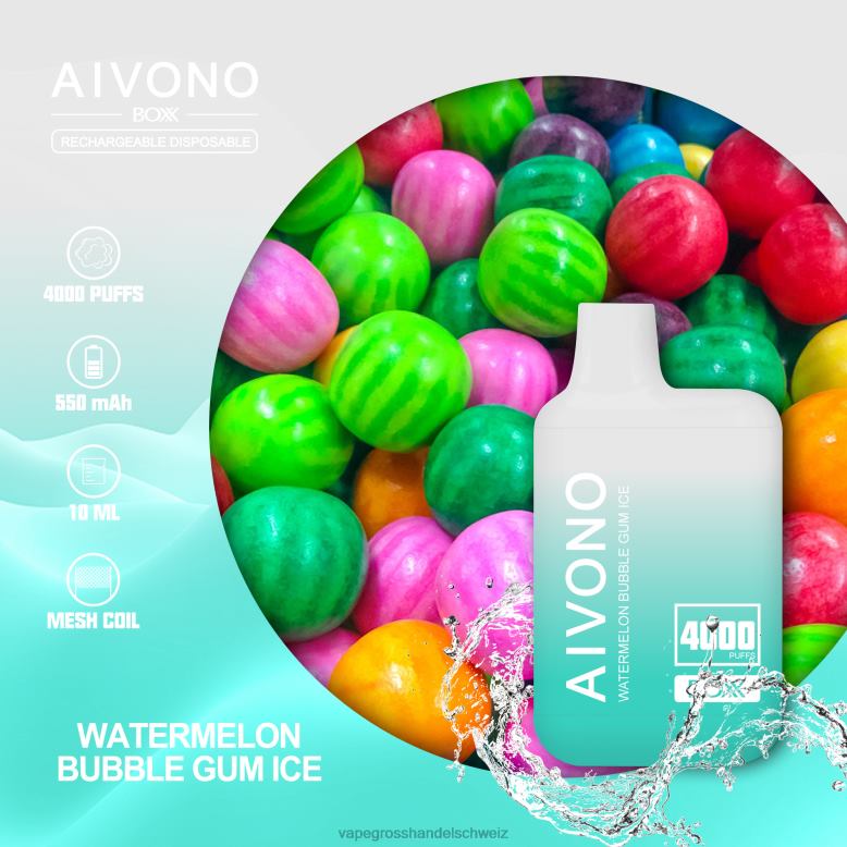 Elektronische Zigarette Kaufen - Aivono AIM BOXX 4000 Wassermelonen-Kaugummieis 2VFD4227