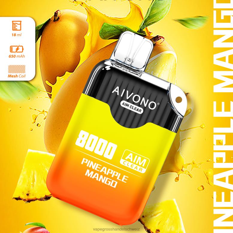 Elektronische Zigarette Flugzeug - Aivono AIM CLEAR 8000 Ananas-Mango 2VFD4209