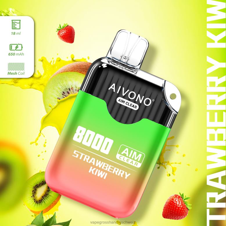 Elektronische Zigarette Iqos - Aivono AIM CLEAR 8000 Erdbeer-Kiwi 2VFD4210