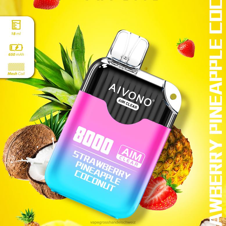 Elektronische Zigarette Kaufen - Aivono AIM CLEAR 8000 Erdbeer-Ananas-Kokosnuss 2VFD4207