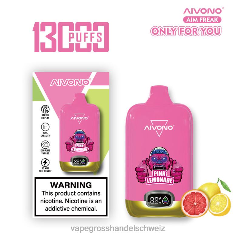 Elektronische Zigarette Flugzeug - Aivono AIM FREAK 13000 rosa Limonade 2VFD4249