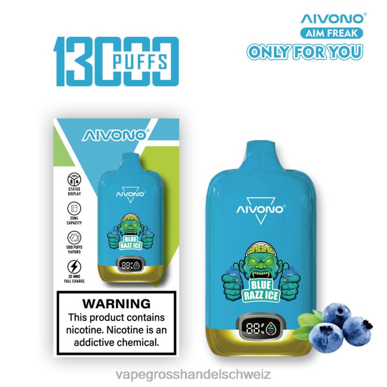 Vape Großhandel Preise - Aivono AIM FREAK 13000 blaues Razz-Eis 2VFD4242