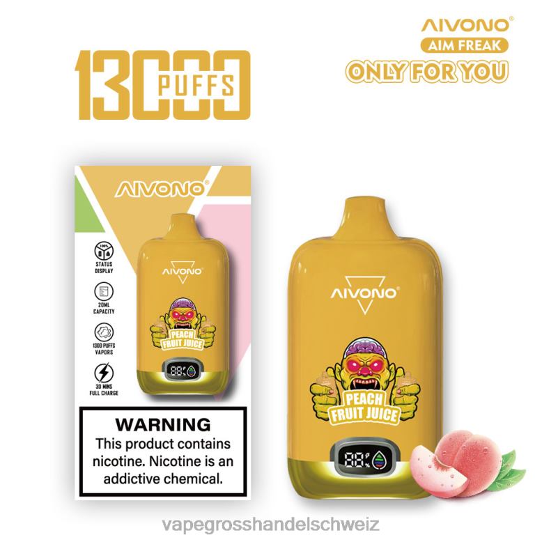 Vape Grosshandel Schweiz - Aivono AIM FREAK 13000 Pfirsichfruchtsaft 2VFD4245
