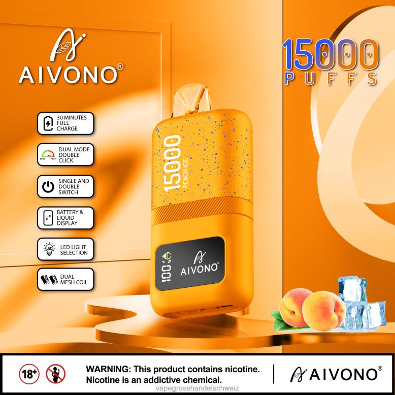 Elektronische Zigarette Flugzeug - Aivono AIM magic 15000 Pfirsicheis 2VFD459