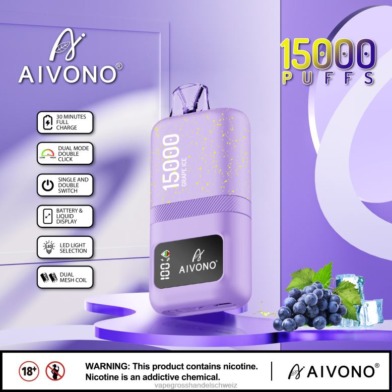 Elektronische Zigarette Iqos - Aivono AIM magic 15000 Traubeneis 2VFD460