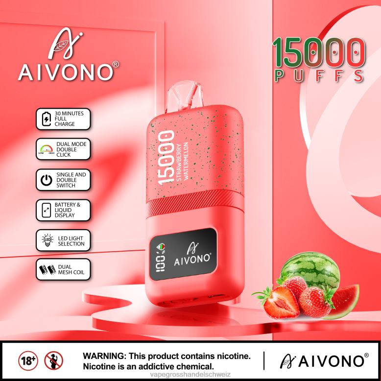 Elektronische Zigarette Ohne Nikotin - Aivono AIM magic 15000 Erdbeerwassermelone 2VFD458