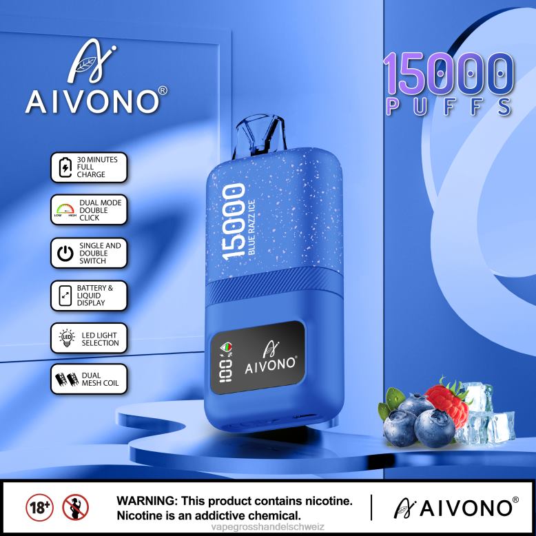 Vape Großhandel Elfbar - Aivono AIM magic 15000 blaues Razz-Eis 2VFD464