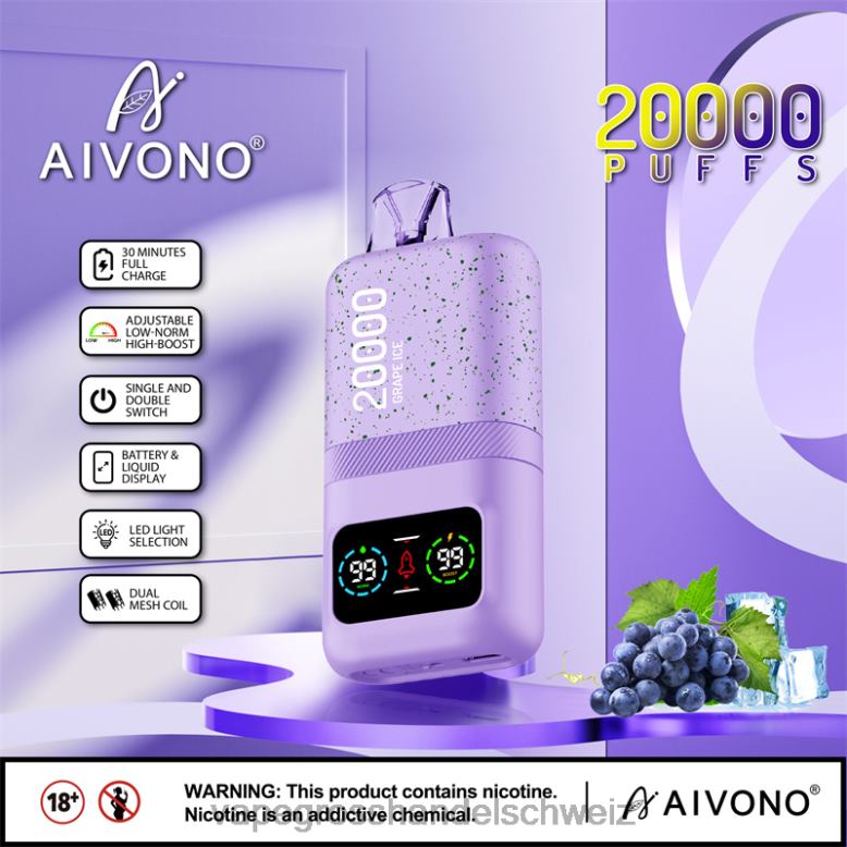 Dampfen Schweiz - Aivono AIM magic 20000 Traubeneis 2VFD486