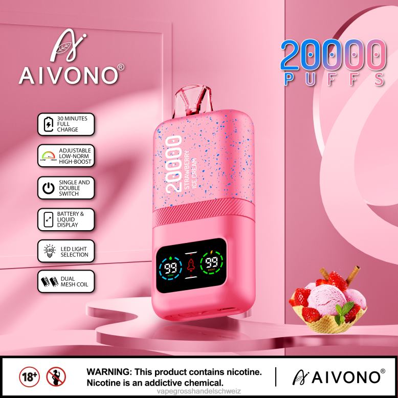 Elektronische Zigarette Iqos - Aivono AIM magic 20000 Erdbeereis 2VFD480