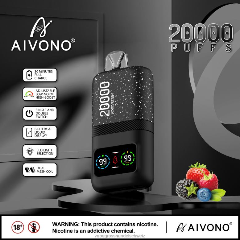 Elektronische Zigarette Ohne Nikotin - Aivono AIM magic 20000 gemischte Beere 2VFD478