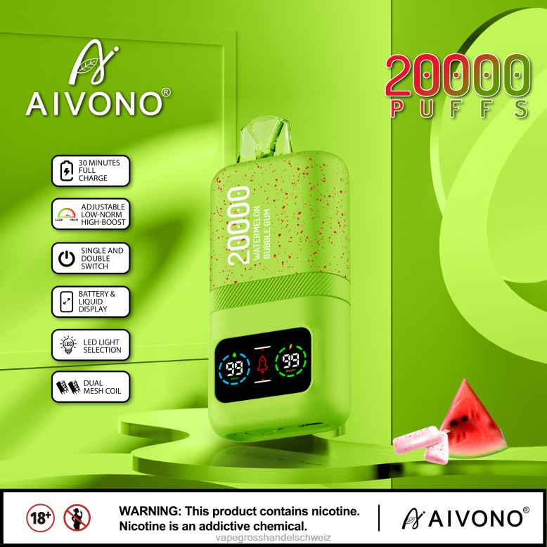 Vape Großhandel Preise - Aivono AIM magic 20000 Wassermelonen-Kaugummi 2VFD482