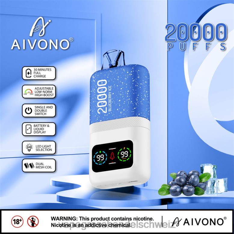 Vape Großhandel Tornado - Aivono AIM magic 20000 Blaubeereis 2VFD473