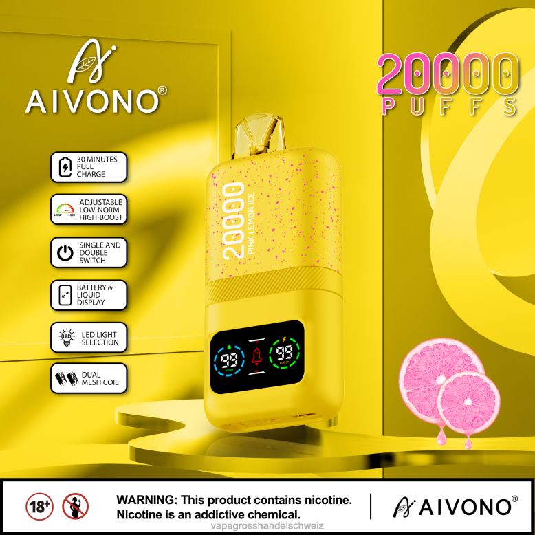 Vape Großhandel Tornado - Aivono AIM magic 20000 rosa Zitroneneis 2VFD483