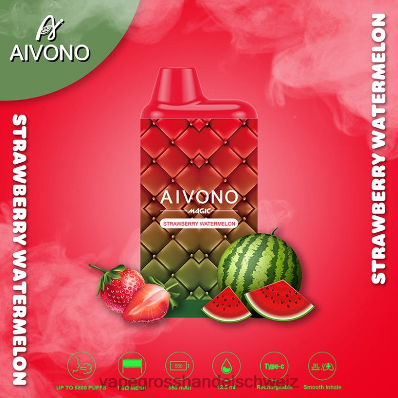 Elektronische Zigarette Flugzeug - Aivono AIM MAGIC 5800 Mundbox-Zigarette Erdbeerwassermelone 2VFD499