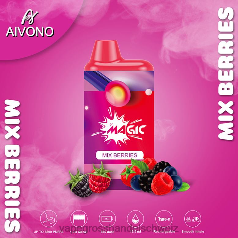 Elektronische Zigarette Iqos - Aivono AIM MAGIC 5800 Mundbox-Zigarette Beeren mischen 2VFD4100