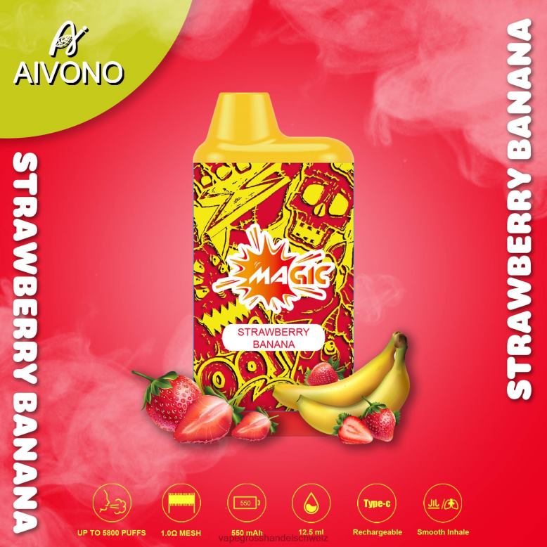Vape Großhandel Tornado - Aivono AIM MAGIC 5800 Mundbox-Zigarette Erdbeerbanane 2VFD493