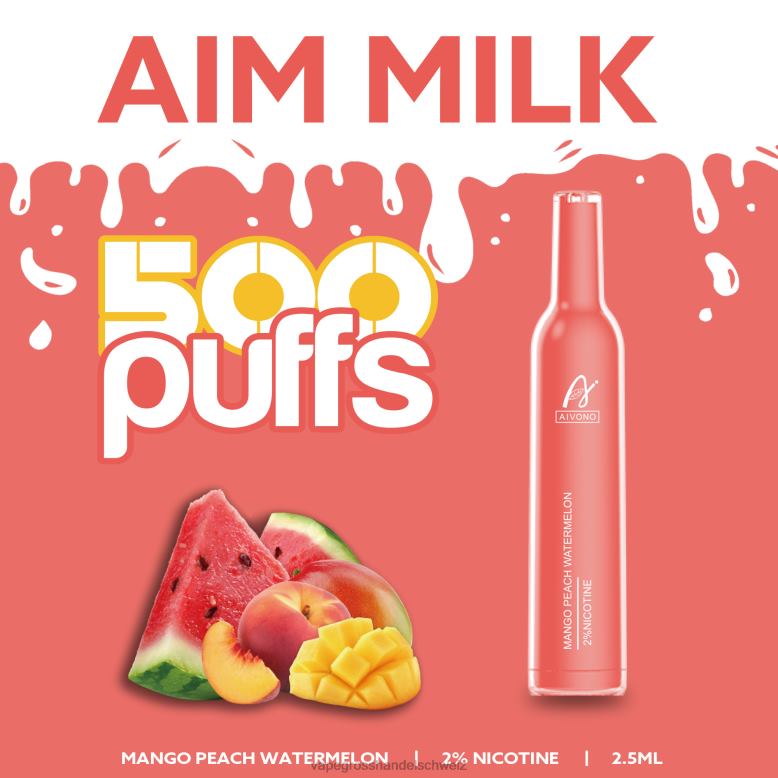 Elektronische Zigarette Ohne Nikotin - Aivono AIM MILK 500 Mango-Pfirsich-Wassermelone 2VFD4268