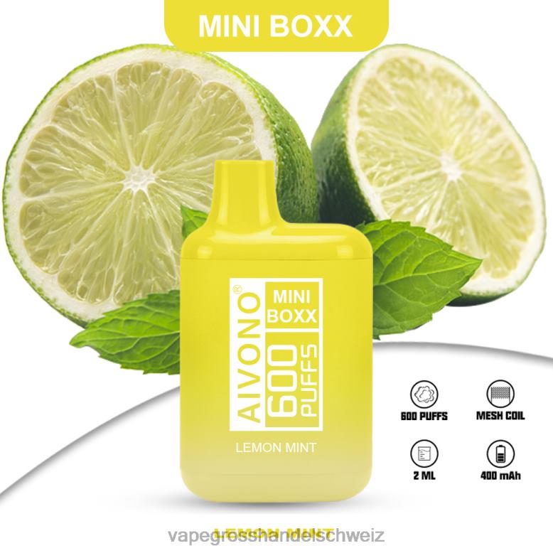 Vape Großhandel Tornado - Aivono AIM MINI BOXX 600 Zitronenminze 2VFD4233