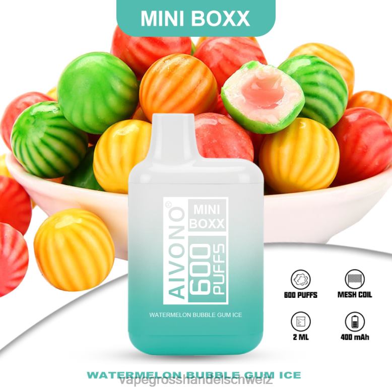 Vape Grosshandel Schweiz - Aivono AIM MINI BOXX 600 Wassermelonen-Kaugummieis 2VFD4235