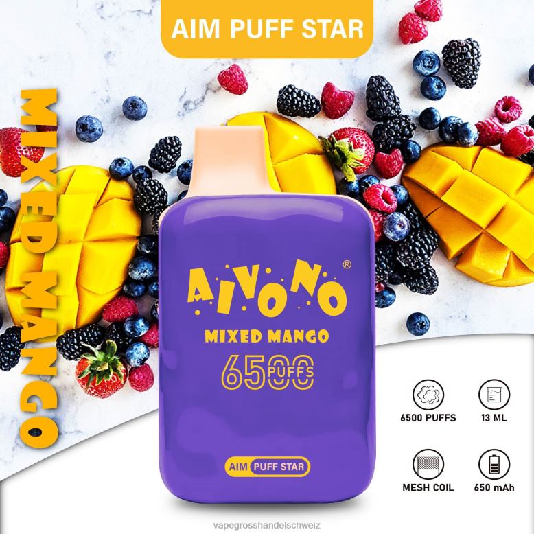 Dampfen Schweiz - Aivono AIM PUFF STAR 6500 gemischte Mango 2VFD4296