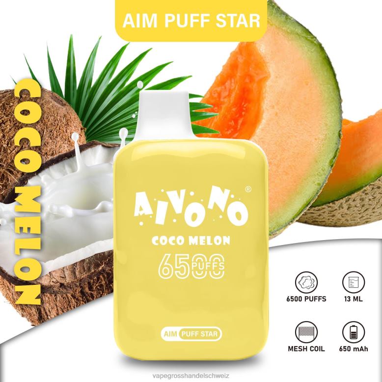 Elektronische Zigarette Kaufen - Aivono AIM PUFF STAR 6500 Kokomelone 2VFD4297