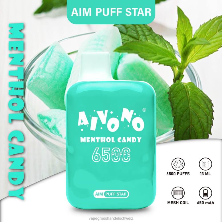 Vape Grosshandel Schweiz - Aivono AIM PUFF STAR 6500 Menthol-Bonbons 2VFD4295