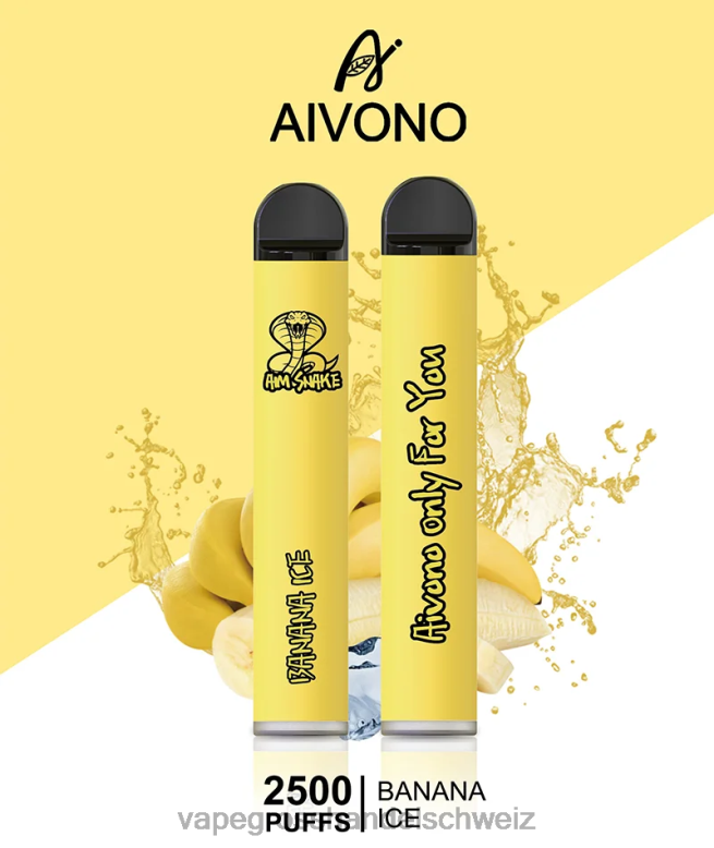 Elektronische Zigarette Ohne Nikotin - Aivono AIM SNAKE 2500 Bananeneis 2VFD4298