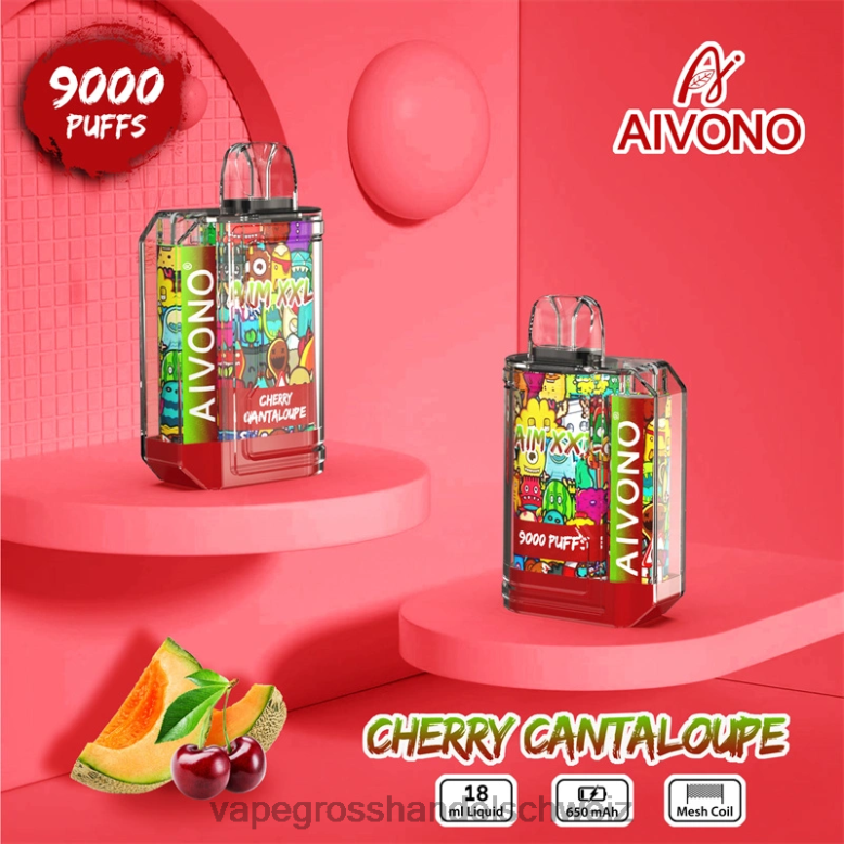 Elektronische Zigarette Kaufen - Aivono AIM XXL 9000 Mundaufkleber transparent Kirschmelone 2VFD457