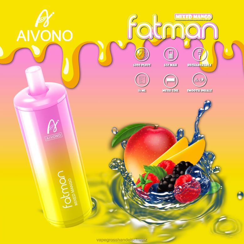 Dampfen Schweiz - Aivono FATMAN 6800 gemischte Mango 2VFD426