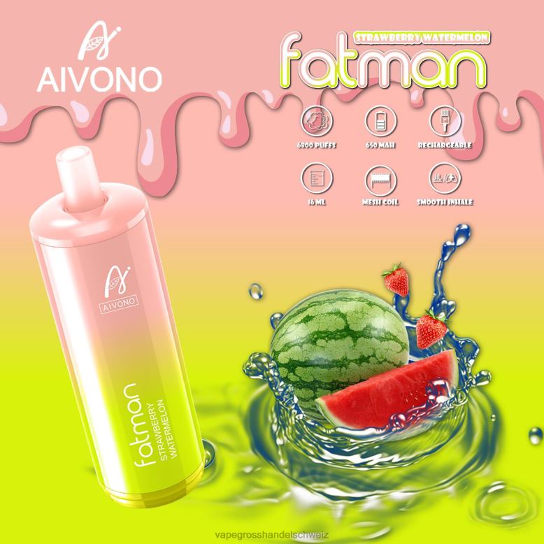 Elektronische Zigarette Iqos - Aivono FATMAN 6800 Erdbeerwassermelone 2VFD430