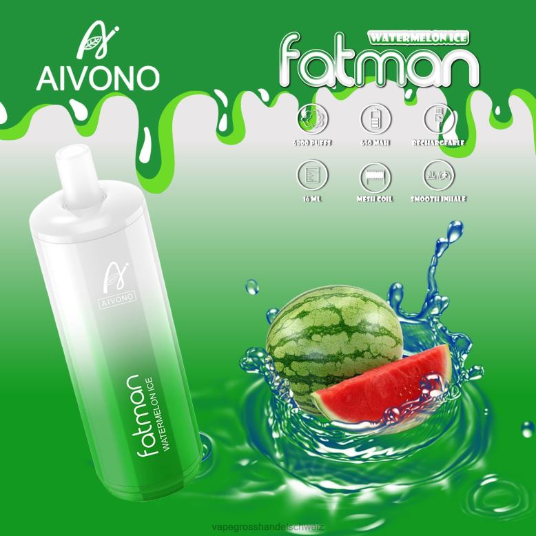 Elektronische Zigarette Ohne Nikotin - Aivono FATMAN 6800 Wassermeloneneis 2VFD428