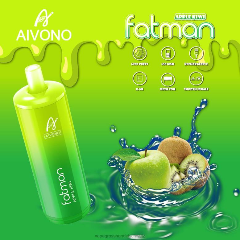 Vape Großhandel - Aivono FATMAN 6800 Apfel-Kiwi 2VFD431