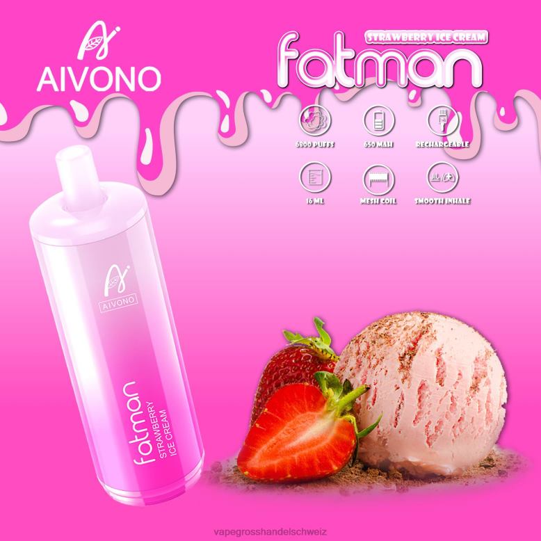 Vape Großhandel - Aivono FATMAN 6800 Erdbeereis 2VFD421