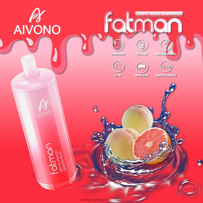 Vape Grosshandel Schweiz - Aivono FATMAN 6800 Grapefruit 2VFD425