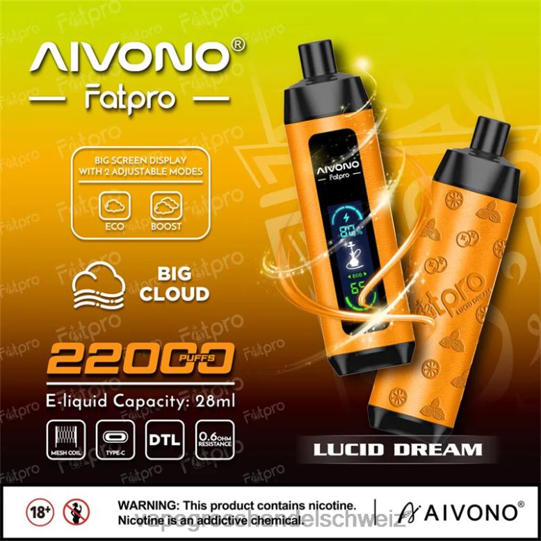 Elektronische Zigarette Kaufen - Aivono Fatpro 22000 klarer Traum 2VFD47