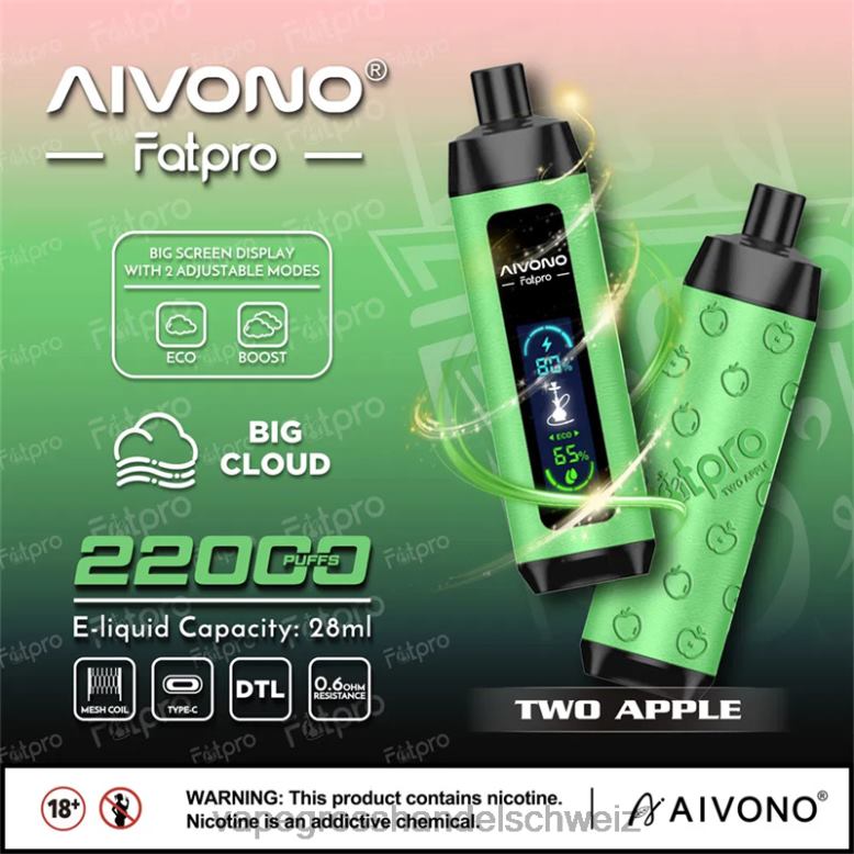 Vape Großhandel - Aivono Fatpro 22000 zwei Apfel 2VFD41
