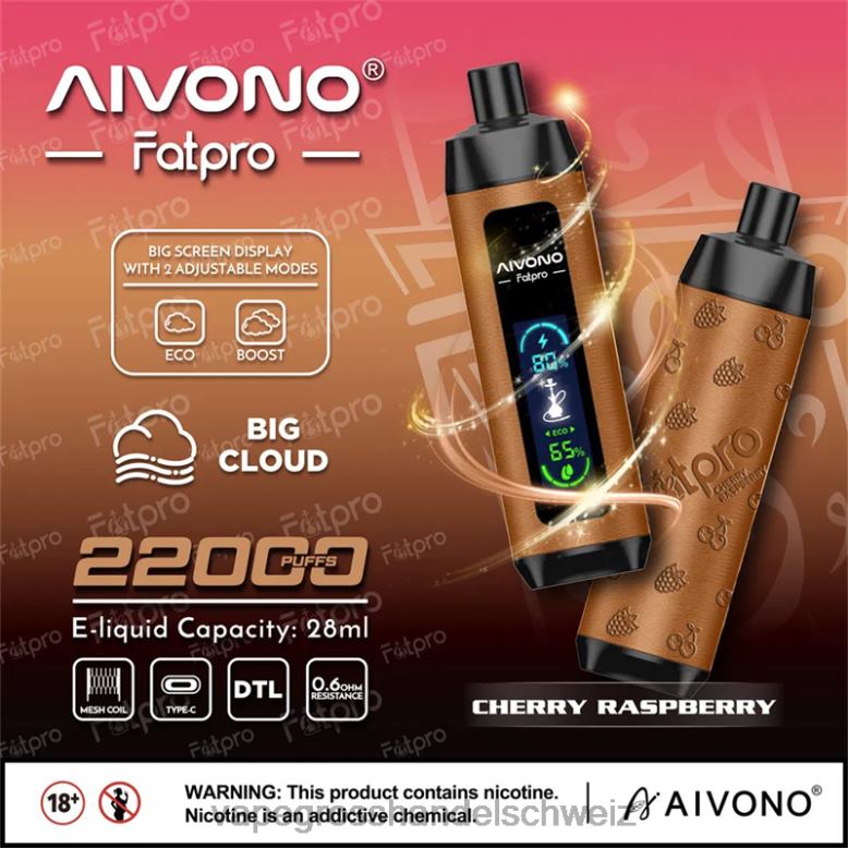 Vape Großhandel Elfbar - Aivono Fatpro 22000 Kirsch-Himbeere 2VFD44