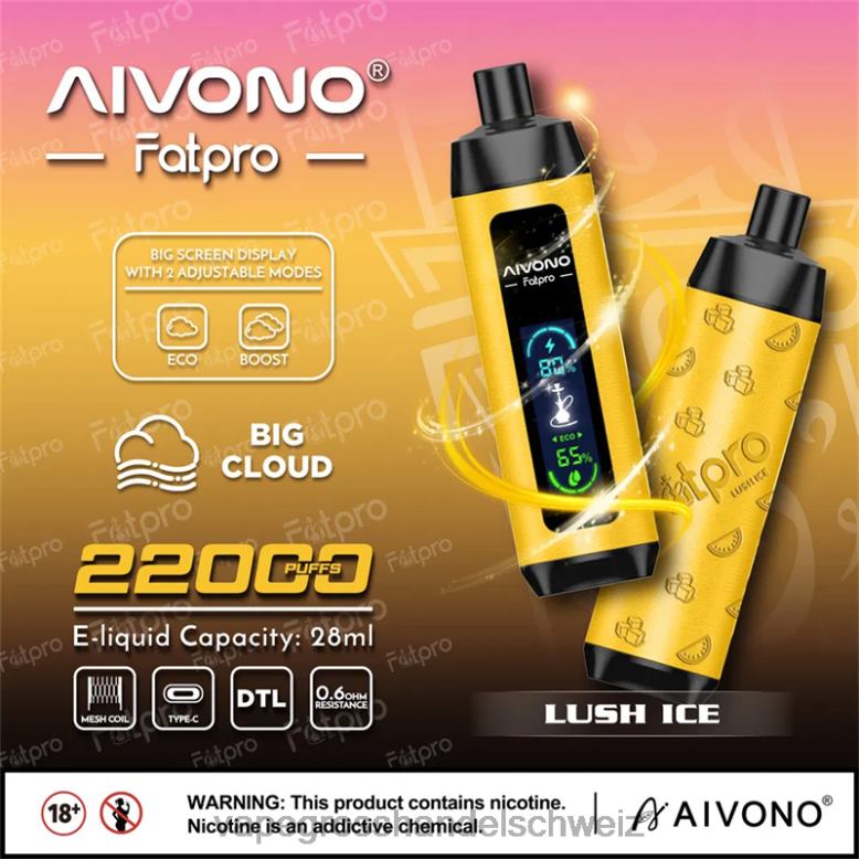 Vape Großhandel Tornado - Aivono Fatpro 22000 üppiges Eis 2VFD43