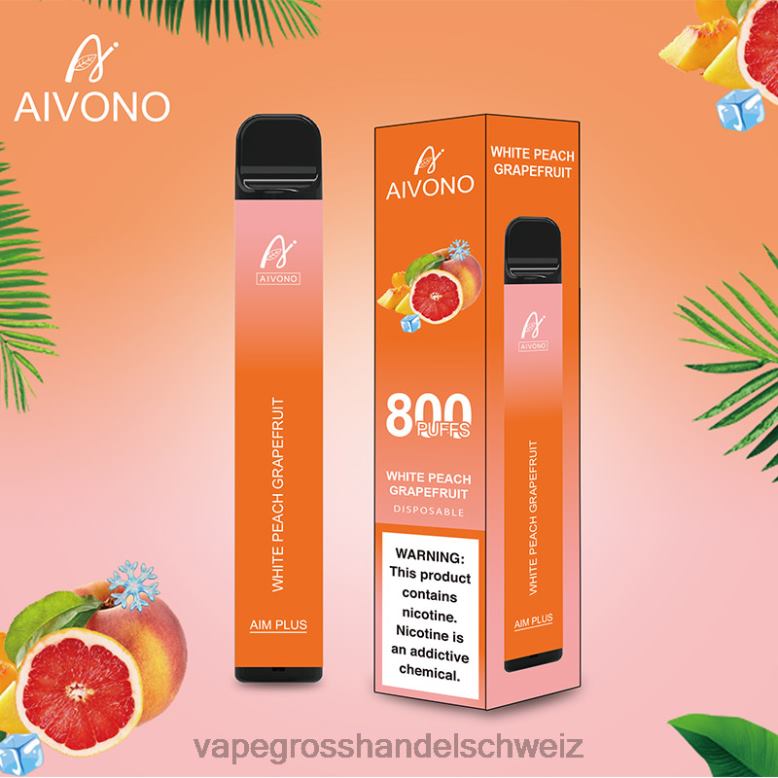 Elektronische Zigarette Flugzeug - Aivono AIM PLUS 800 weiße Pfirsich-Grapefruit 2VFD4199