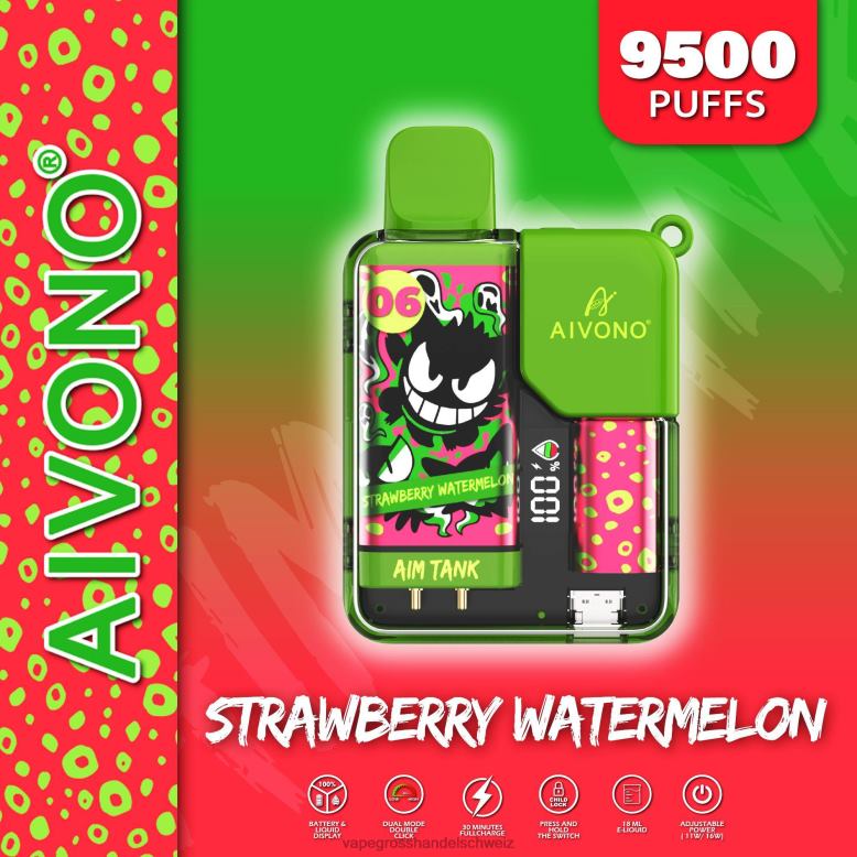 Dampfen Schweiz - Aivono AIM TANK 9500 Erdbeerwassermelone 2VFD446