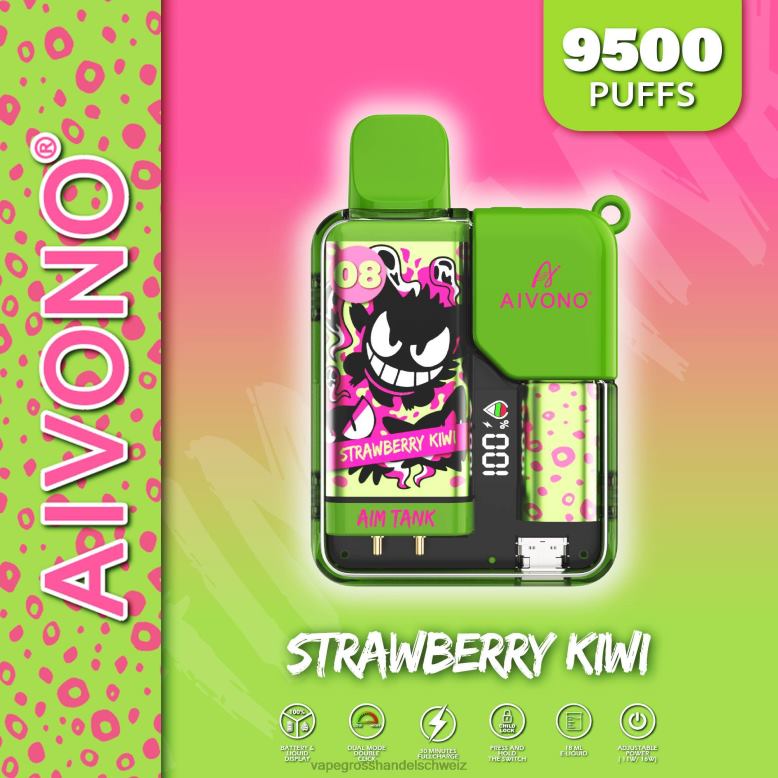Elektronische Zigarette Kaufen - Aivono AIM TANK 9500 Erdbeer-Kiwi 2VFD447
