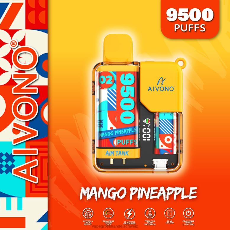 Vape Großhandel Elfbar - Aivono AIM TANK 9500 Mango-Ananas 2VFD434