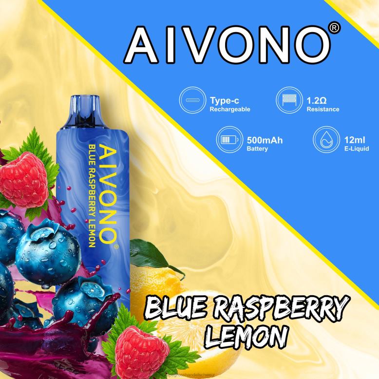 Elektronische Zigarette Flugzeug - Aivono AIM GUN 7000 Blaubeer-Himbeer-Zitrone 2VFD4109