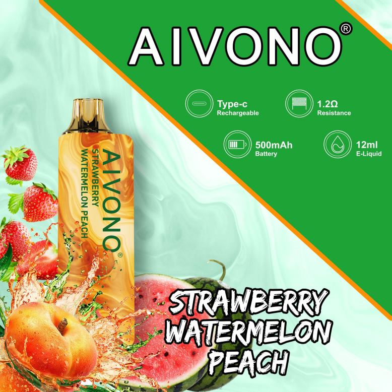 Elektronische Zigarette Ohne Nikotin - Aivono AIM GUN 7000 Erdbeere, Wassermelone, Pfirsich 2VFD4108